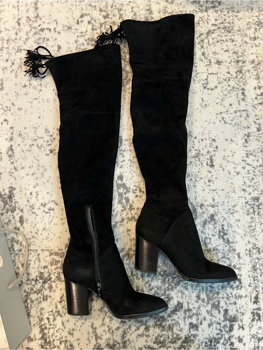 Marc Fisher Black Suede Over-the-Knee Block Heel Boots